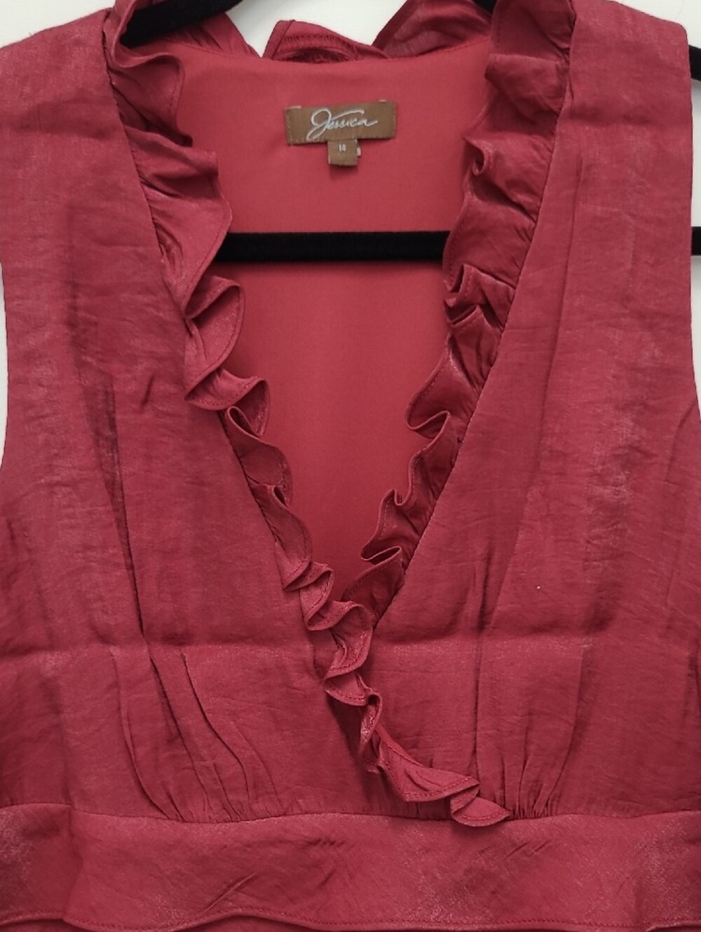 Jessica Red Ruffled Tiered Sleeveless Dress - Picture 7 of 9